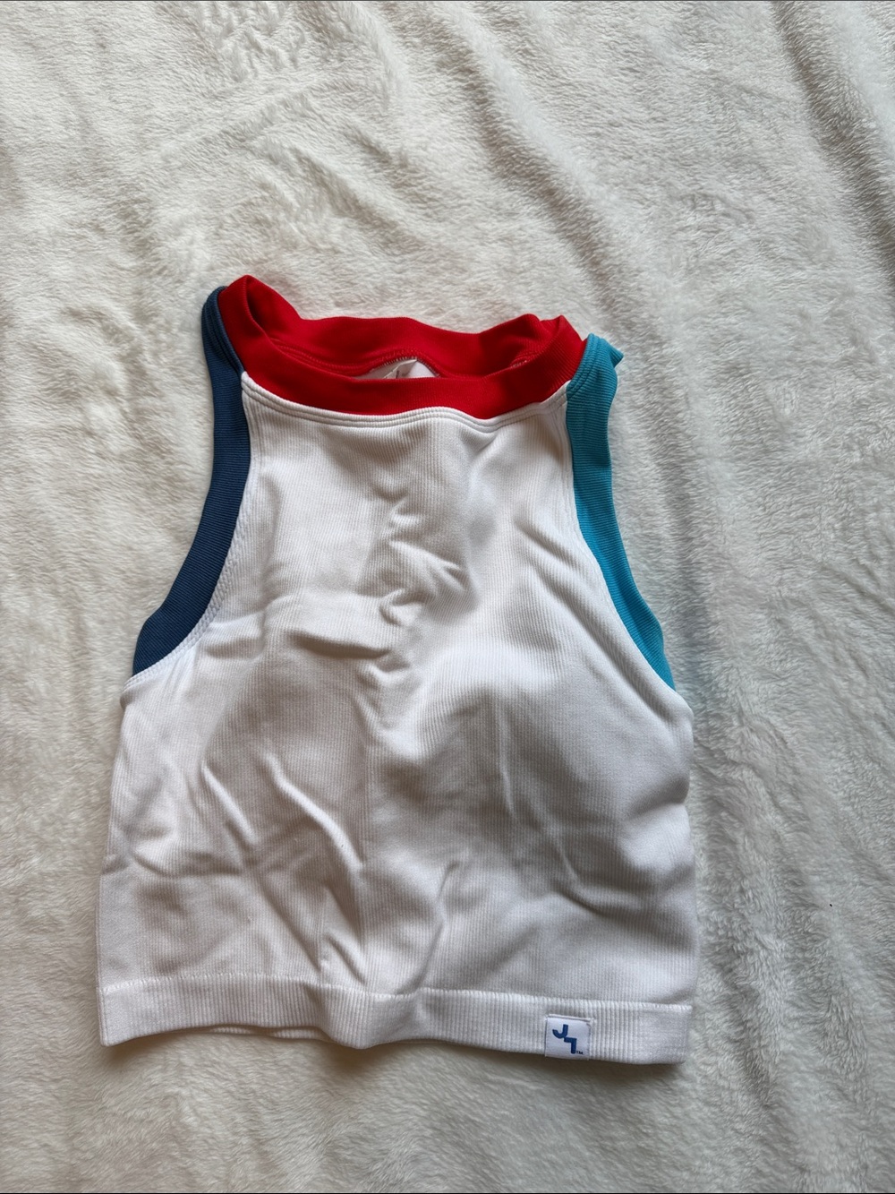 Target White Tank Top with Red, Navy & Teal Trim